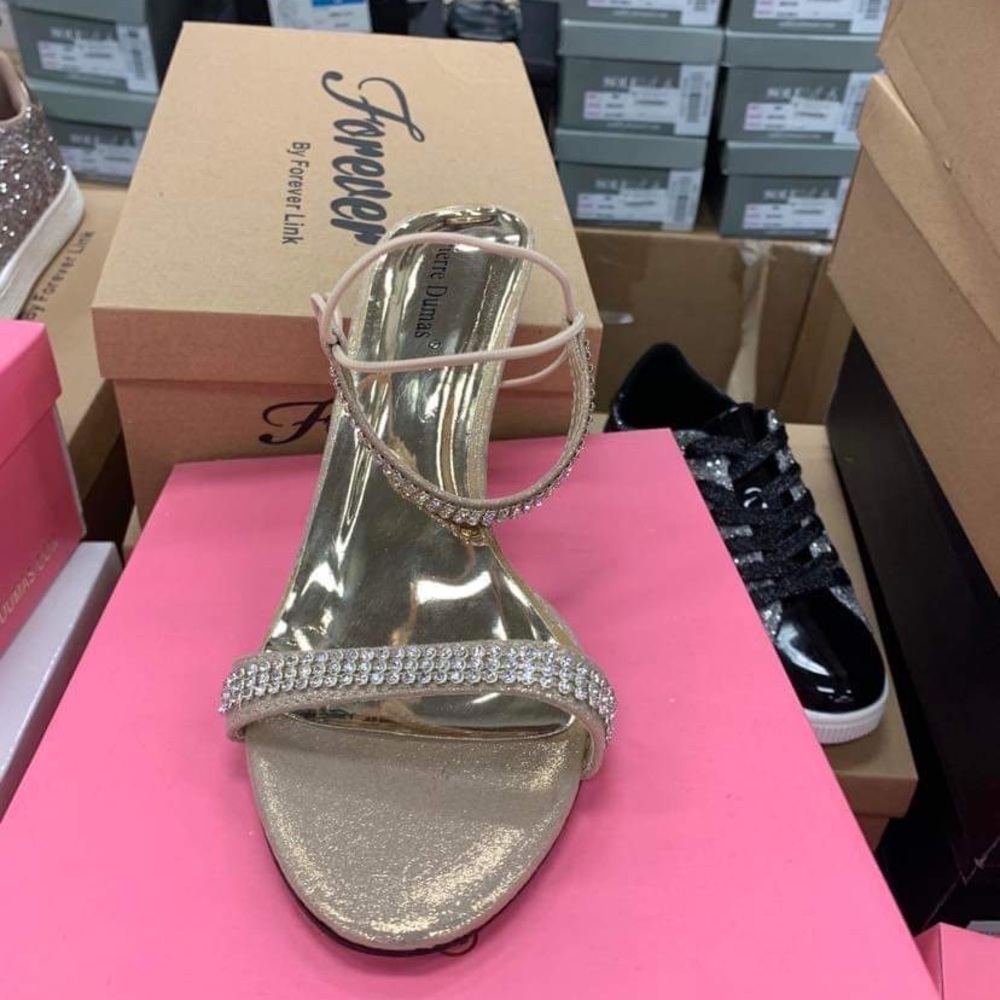 3 inch heels with diamonds across the front